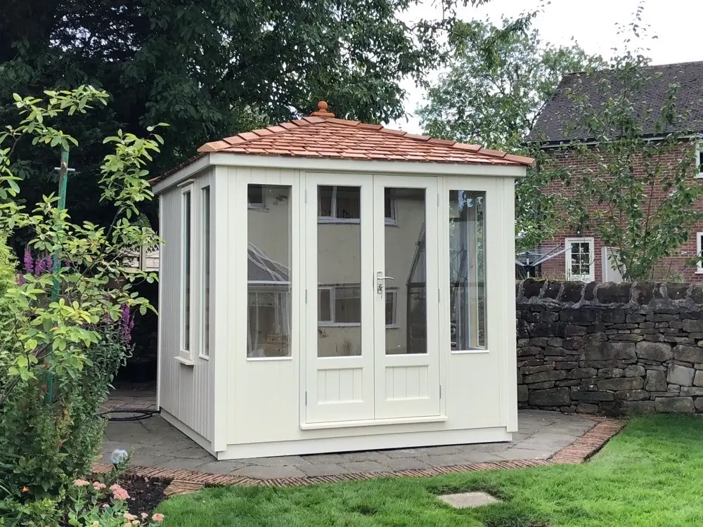 THIS IS OUR ANTIGUA SUMMERHOUSE MADE WITH A VAULTED CEDAR ROOF FOR ALL YEAR ROUND IT IS FULLY LINED AND INSULATED AS STANDARD