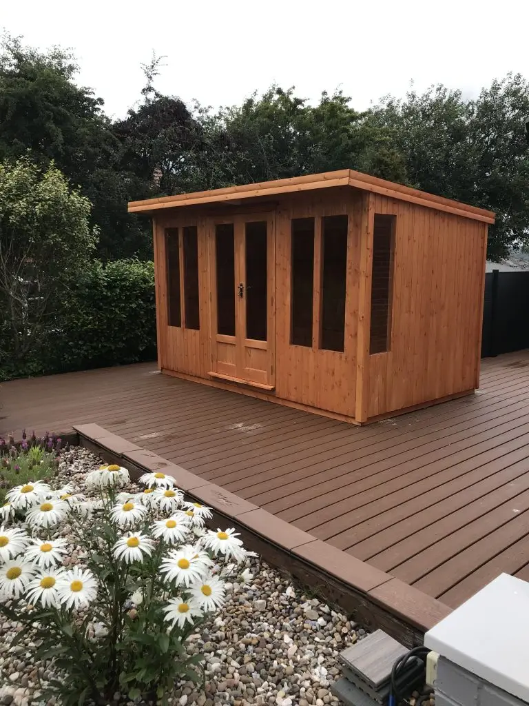 OUR PREMIUM CONTEMPORARY HAND MADE SUMMERHOUSE FULLY LINED AND INSULATED WITH ELECTRICS BUILT IN