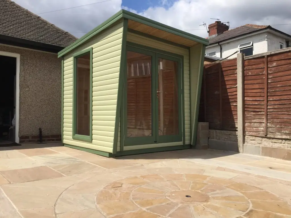 Lancashire Summerhouses- CONTEMPORARY CHALET IN TWO COLOURS OF GREEN