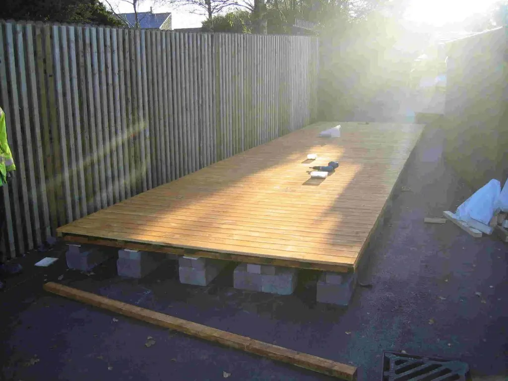 this is a photo of a timber building base