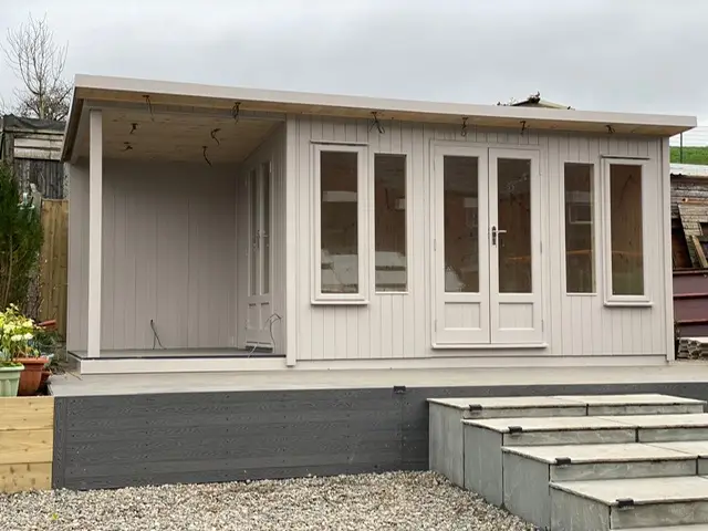 Summerhouse and seating area awaiting electrics to be connected